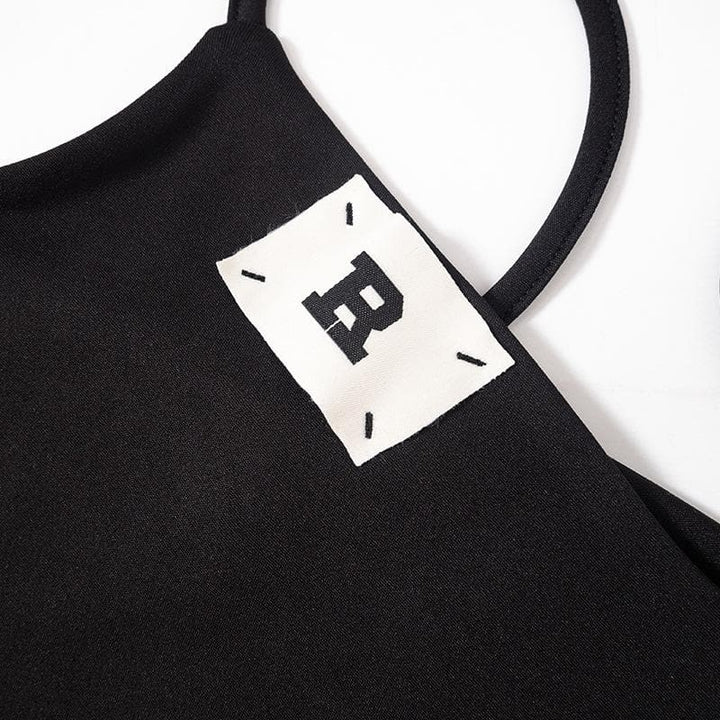 Mesh patchwork letter pattern cami pant set  | Festival Outfits Women-final-sale