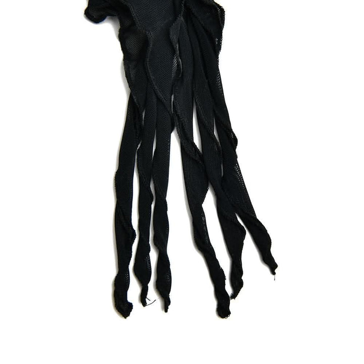 Sheer mesh see through ruffle solid cross back irregular mini dress-final-sale  | Festival Outfits Women