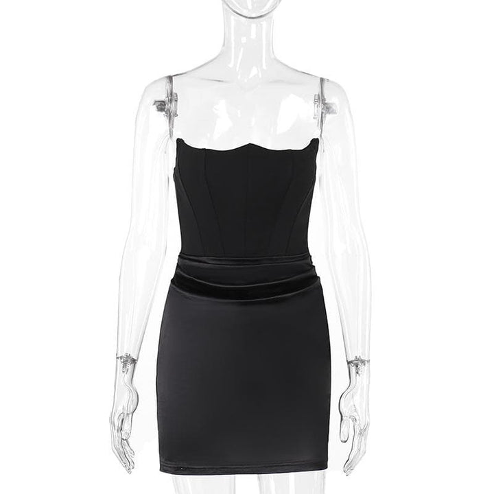 Ruched solid tube backless bustier mini dress  | Festival Outfits Women