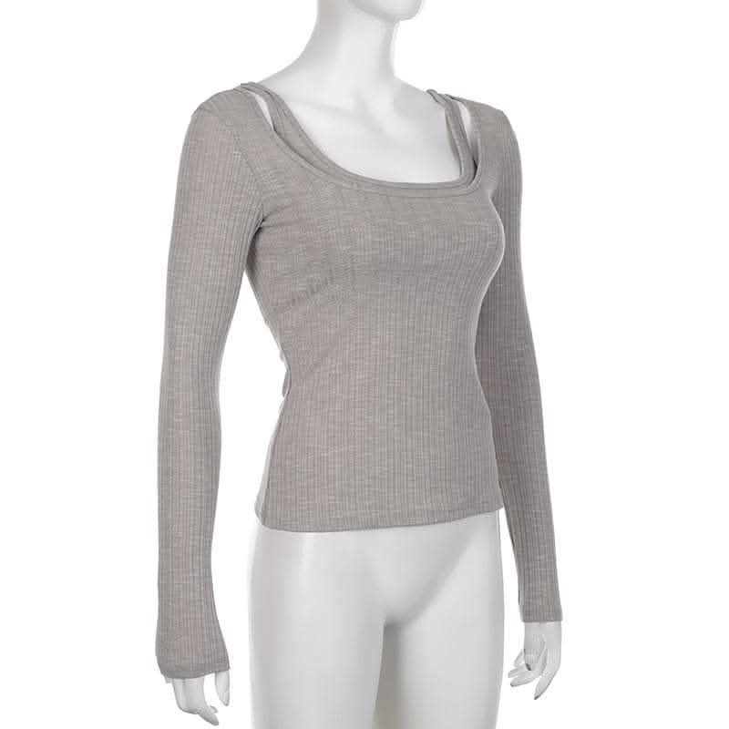 Long sleeve ribbed solid 2 piece top-final-sale  | Festival Outfits Women