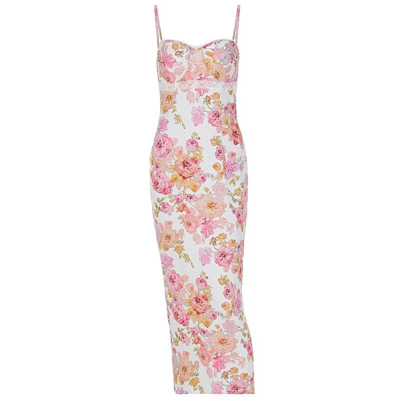 Sweetheart neck flower print cami maxi dress  | Festival Outfits Women