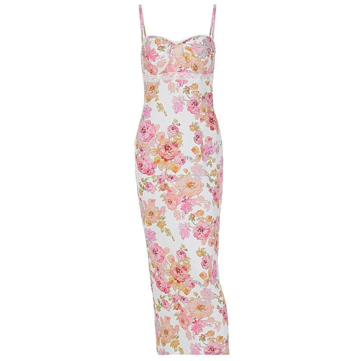 Sweetheart neck flower print cami maxi dress  | Festival Outfits Women