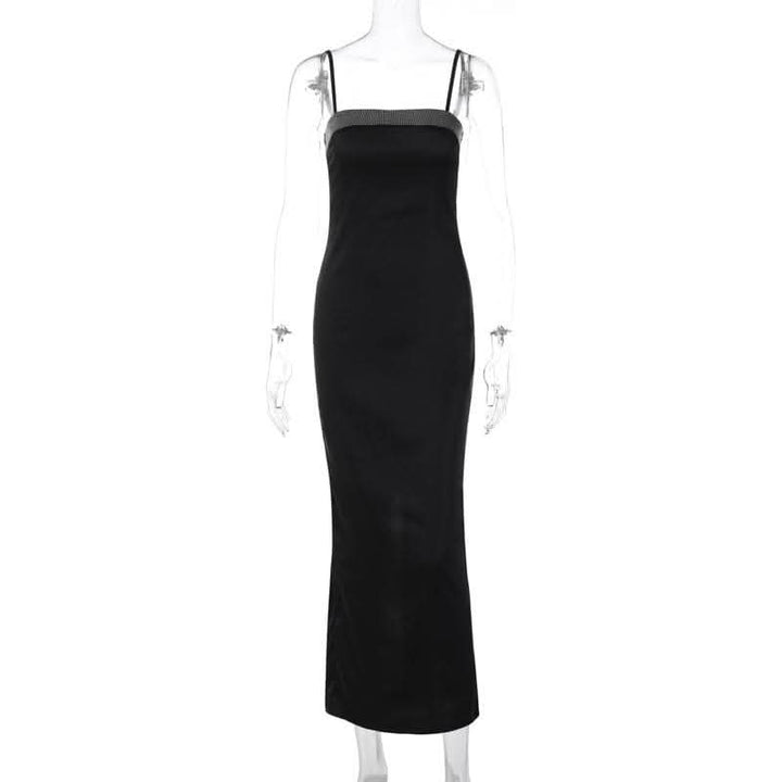 Beaded square neck slit zip-up backless cami maxi dress-final-sale  | Festival Outfits Women