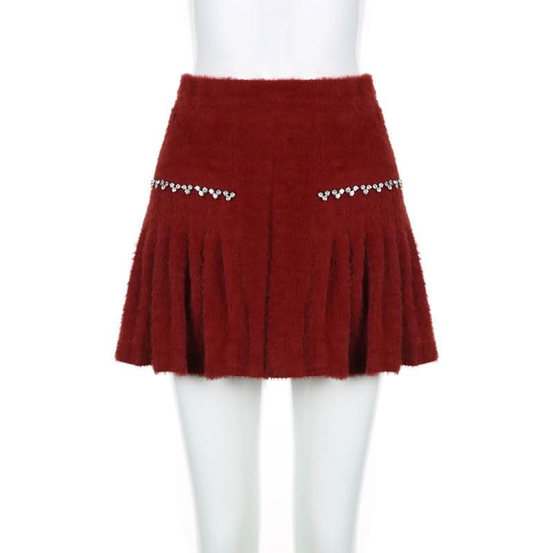 Fluffy beaded pleated mini skirt  | Festival Outfits Women
