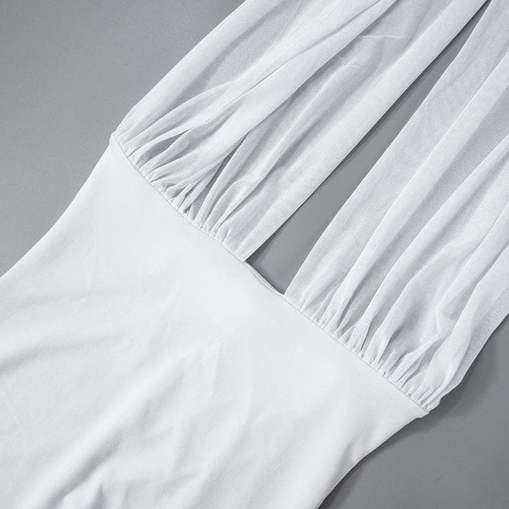 Cross front mesh patchwork backless maxi dress  | Festival Outfits Women