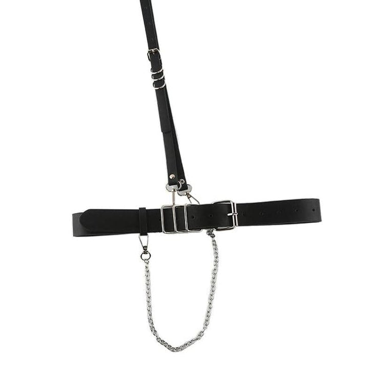 Buckle PU leather metal chain adjustable belt  | Festival Outfits Women