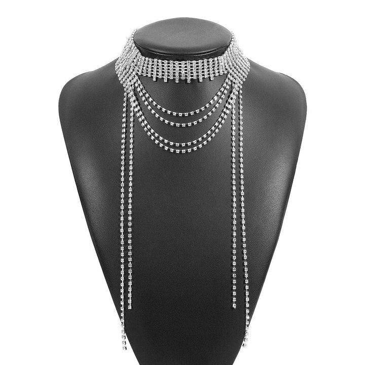 Layered rhinestone metal chain necklace  | Festival Outfits Women