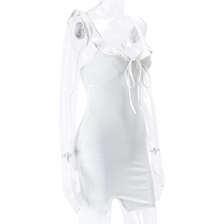 V neck slit knotted backless cami mini dress  | Festival Outfits Women