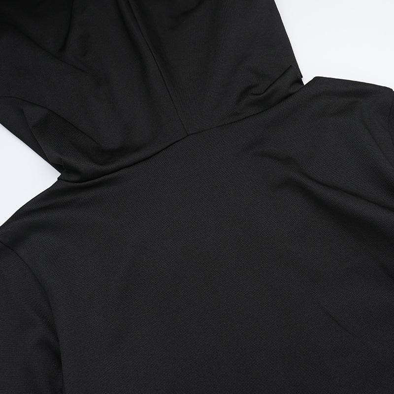 Long sleeve hoodie lace hem cross pattern maxi dress  | Festival Outfits Women