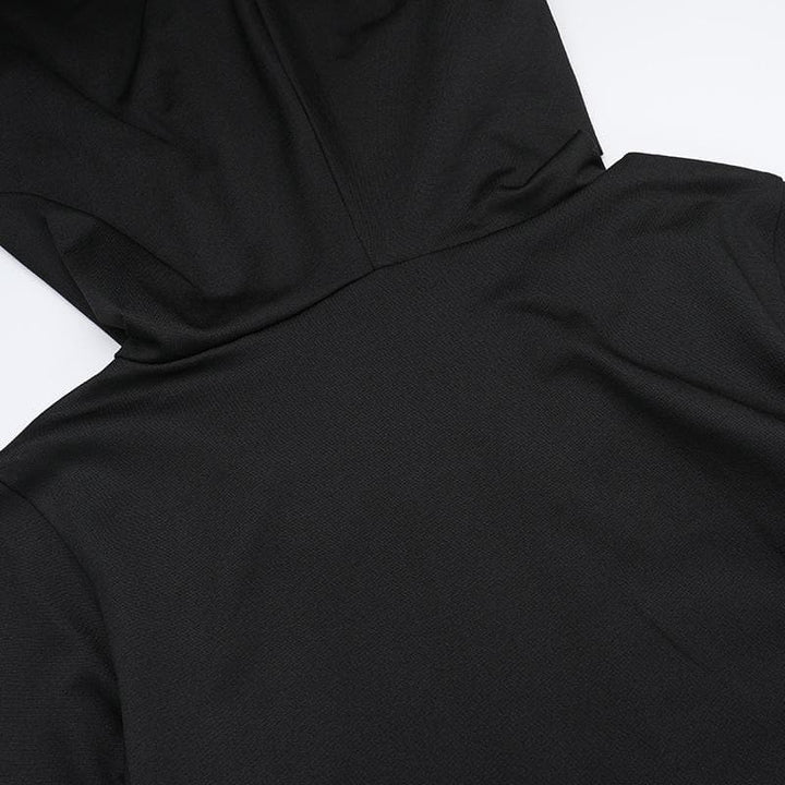 Long sleeve hoodie lace hem cross pattern maxi dress  | Festival Outfits Women