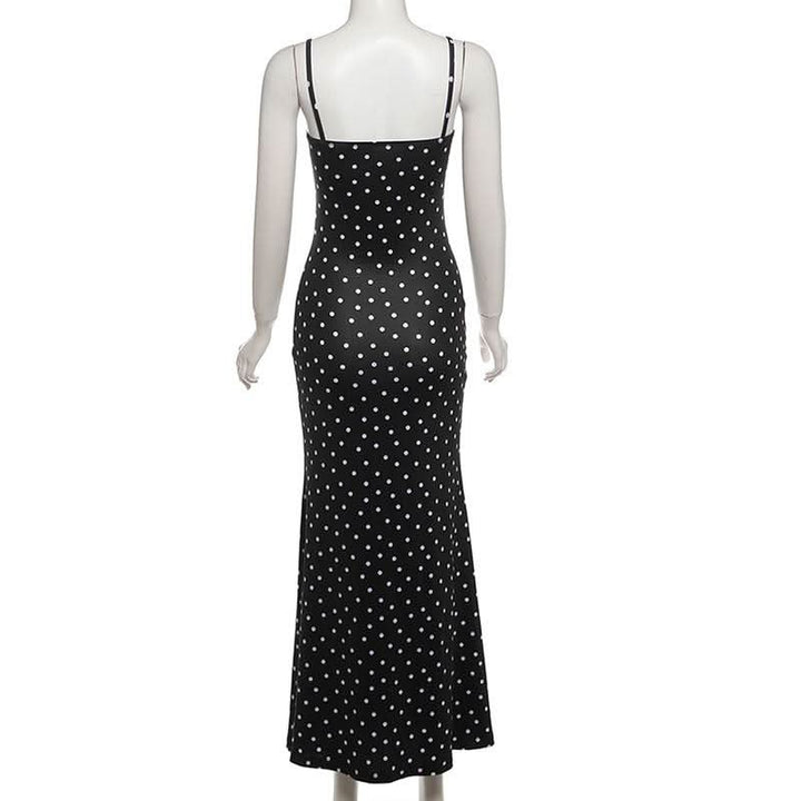 Polka dot ruched cami maxi dress  | Festival Outfits Women