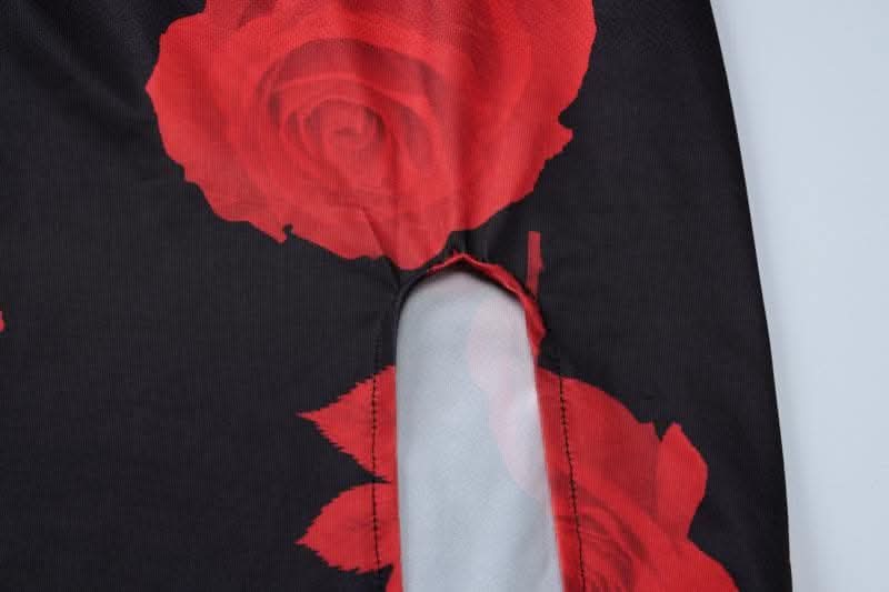 Rose print u neck slit cross back cami maxi dress-final-sale  | Festival Outfits Women