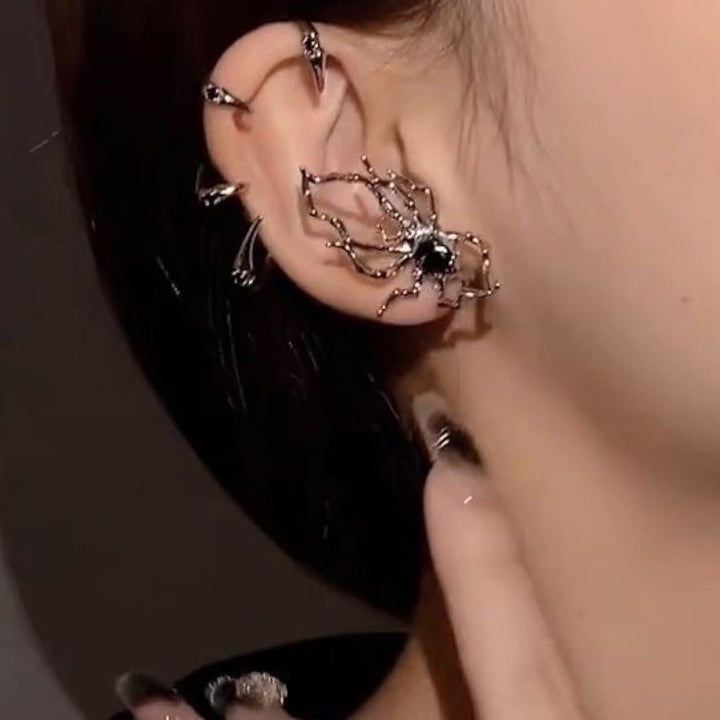 Spider decor black rhinestone earring  | Festival Outfits Women