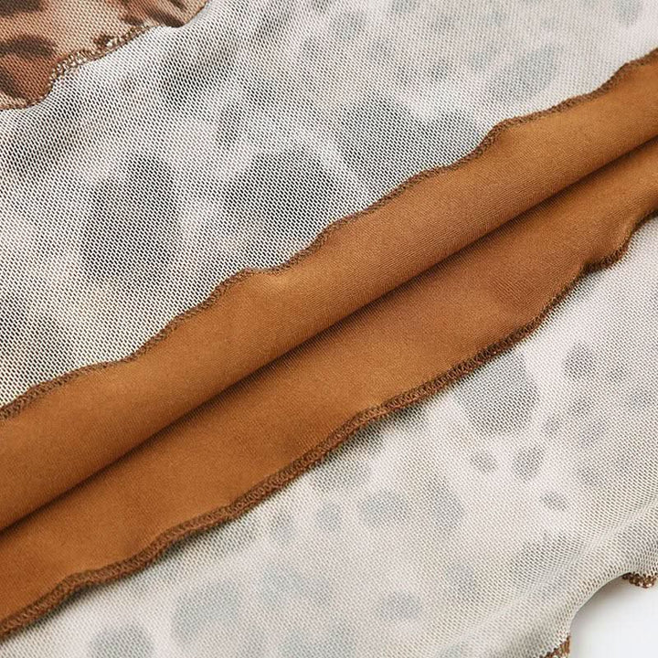 Leopard print mesh low rise midi skirt  | Festival Outfits Women