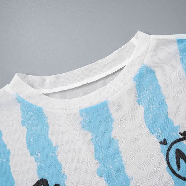 Short sleeve crewneck sheer mesh letter print crop top-final-sale