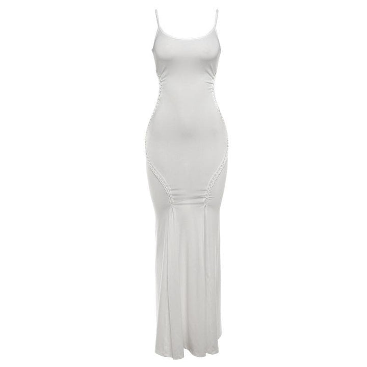 U neck hollow out solid cami cut out maxi dress-final-sale  | Festival Outfits Women