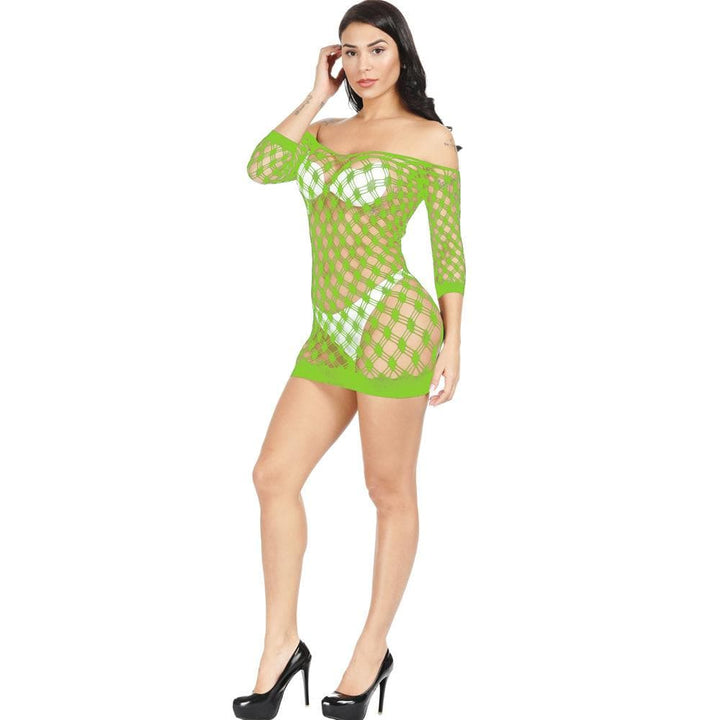 Long sleeve off shoulder net backless mini dress  | Festival Outfits Women