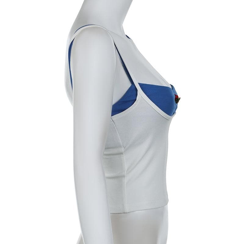 Flower applique ruched 2 piece cami top  | Festival Outfits Women