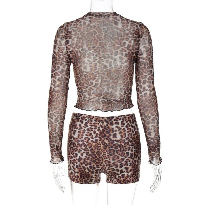 Long sleeve leopard print button pant set  | Festival Outfits Women
