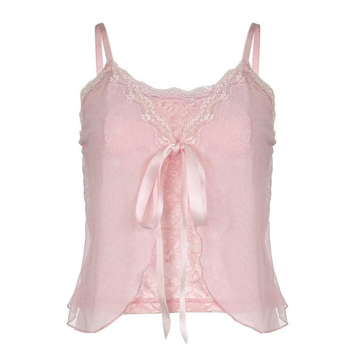 Ribbon ɗin da aka yi da lace patchwork ruffle mai ɗaure da sarƙoƙi | Kayan Biki na Mata