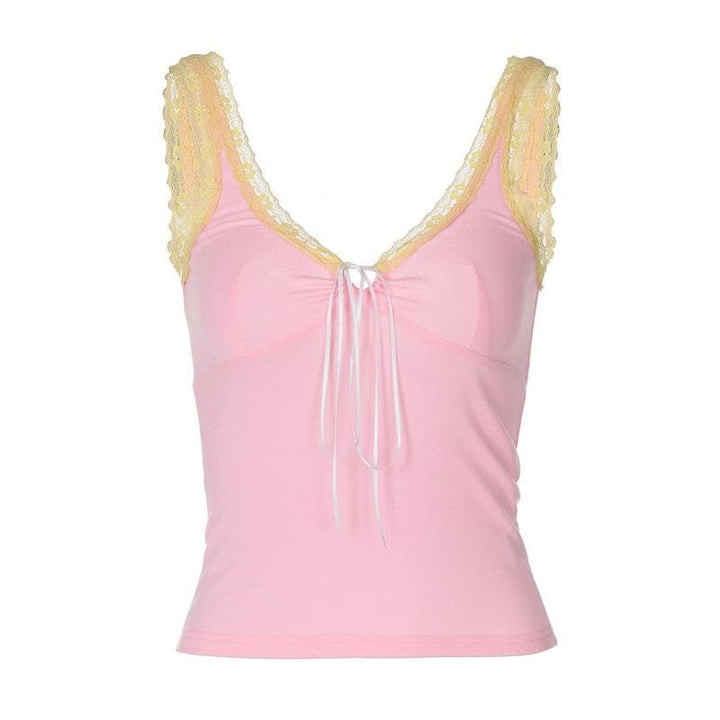Lace hem self tie cami top  | Festival Outfits Women