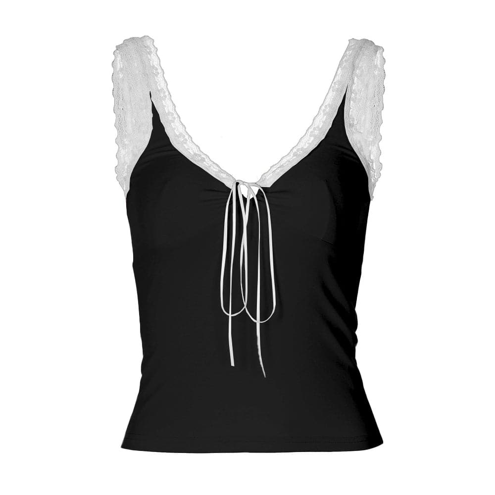 Lace hem self tie cami top  | Festival Outfits Women