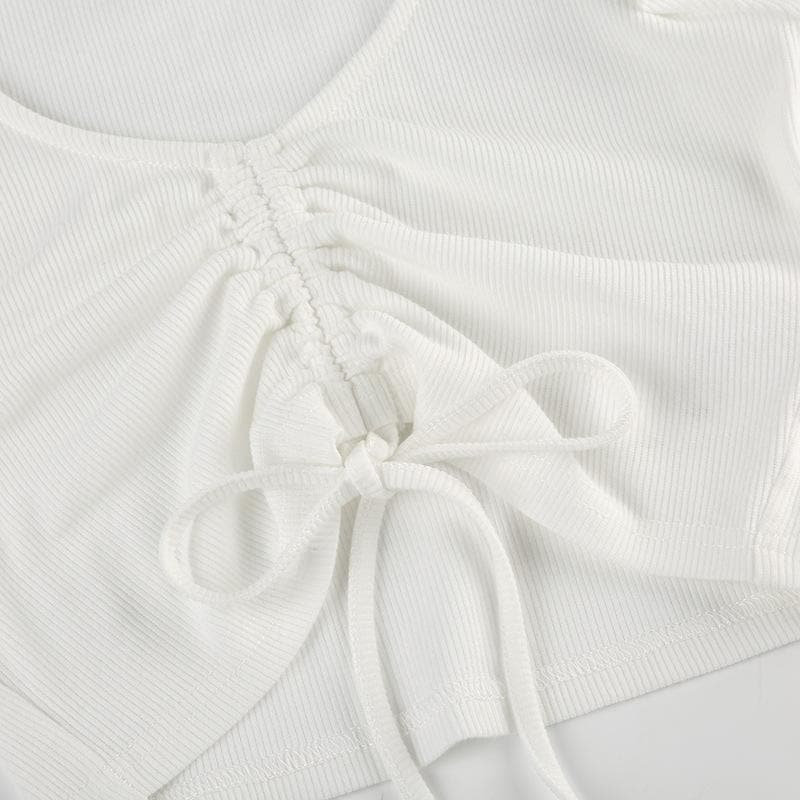 Riga mai kauri da aka yi da ribbed crop top | Kayan Biki na Mata