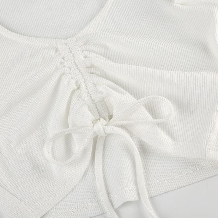 Riga mai kauri da aka yi da ribbed crop top | Kayan Biki na Mata