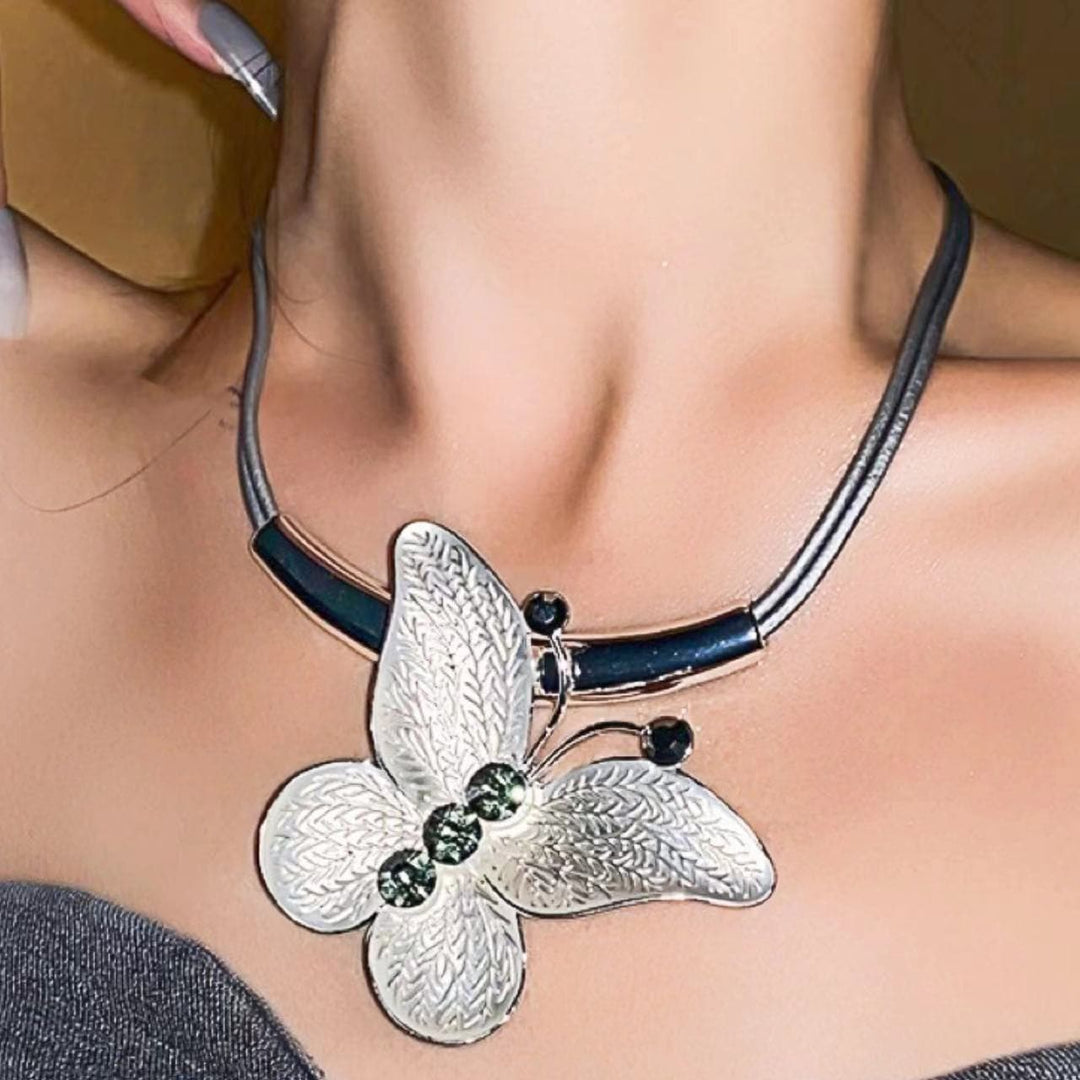 Butterfly pendant rhinestone necklace  | Festival Outfits Women