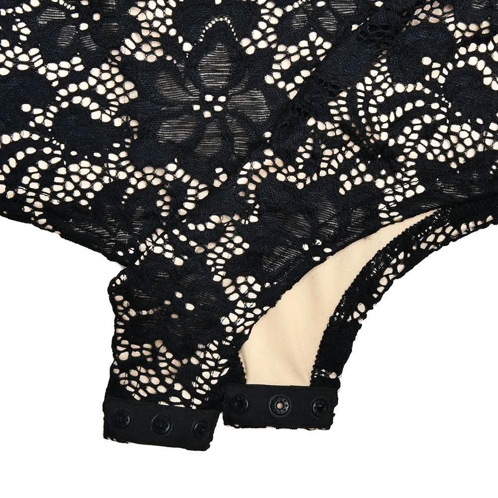 High neck long sleeve hollow out lace bodysuit  | Festival Outfits Women