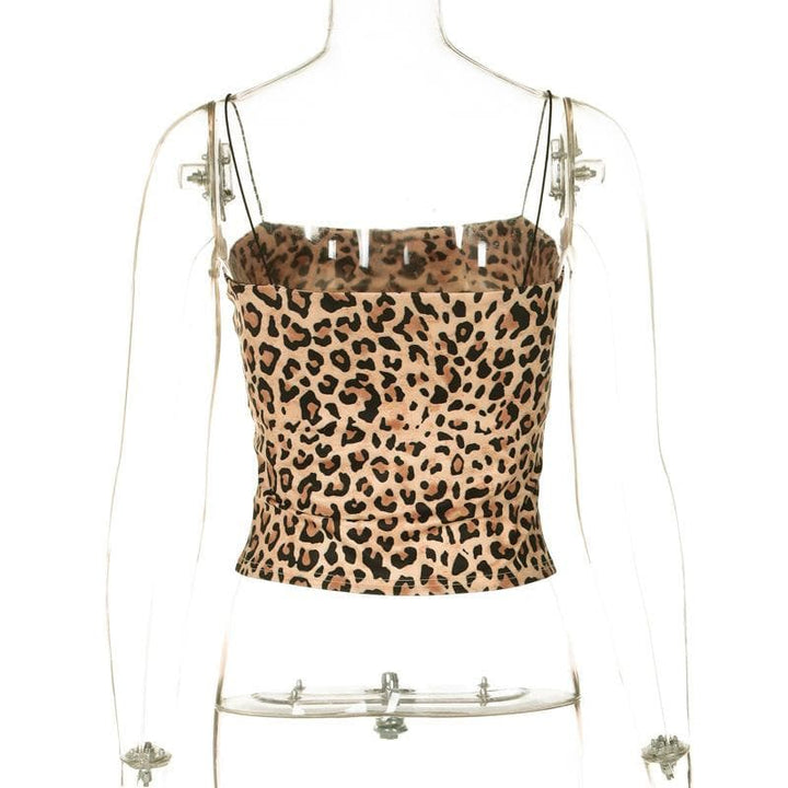 Spaghetti strap leopard print cami top  | Festival Outfits Women  | Cheetah Print Top