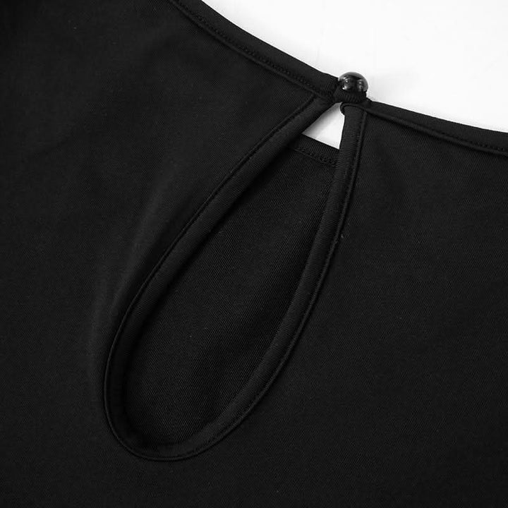 Ruched long sleeve round neck hollow out ruffle cut out top  | Festival Outfits Women