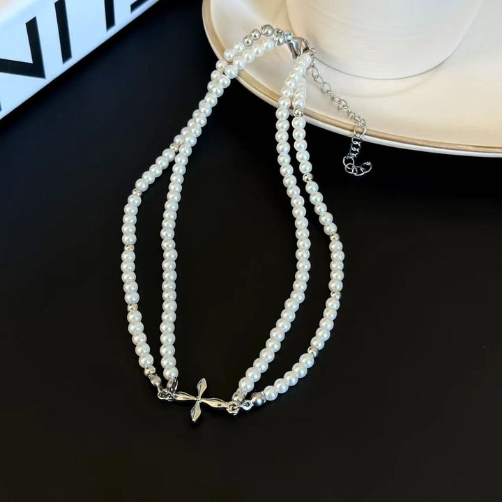 Cross heart star faux pearl 2 pcs necklace  | Festival Outfits Women