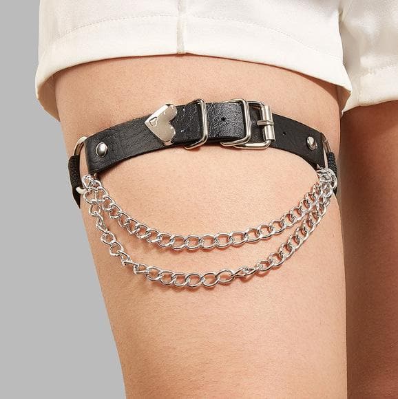PU leather metal chain adjustable thigh band  | Festival Outfits Women