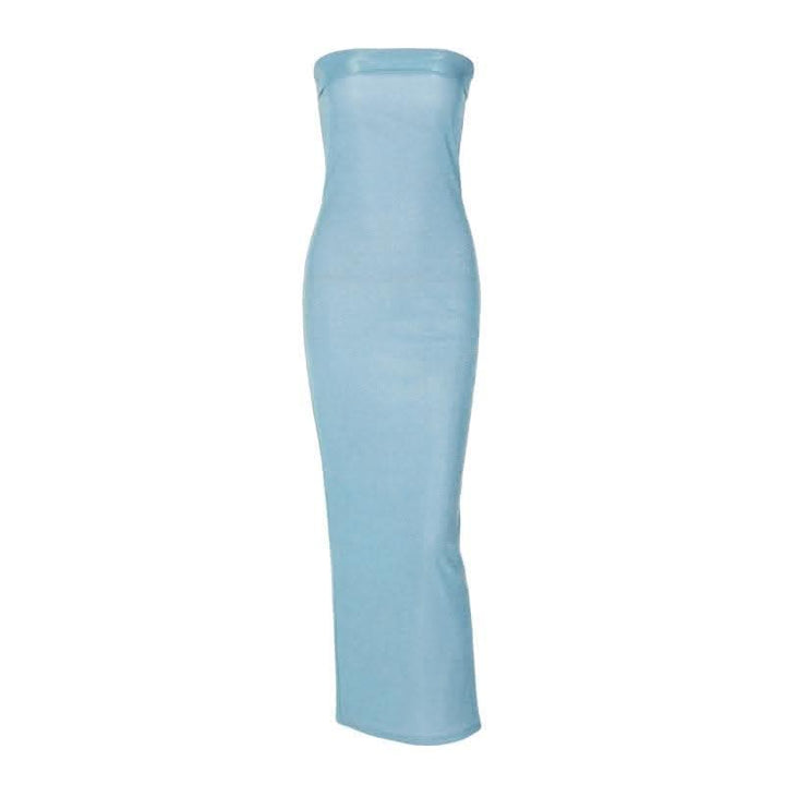 Textured solid backless sleeveless tube maxi dress-final-sale  | Festival Outfits Women