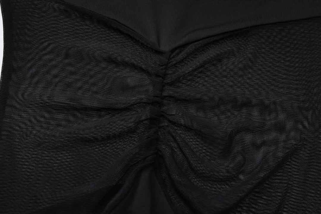 Long sleeve crewneck mesh patchwork maxi dress  | Festival Outfits Women-final-sale