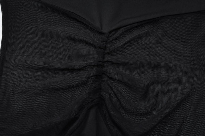 Long sleeve crewneck mesh patchwork maxi dress  | Festival Outfits Women-final-sale