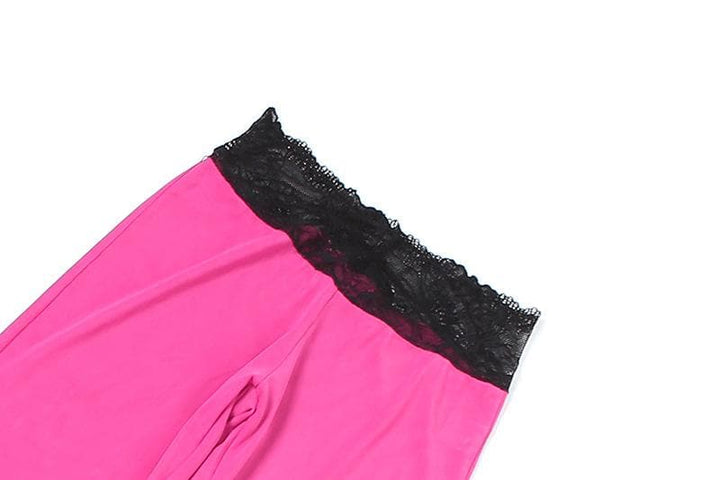 Lace mesh ruffle sweetheart neck cami pant set  | Festival Outfits Women