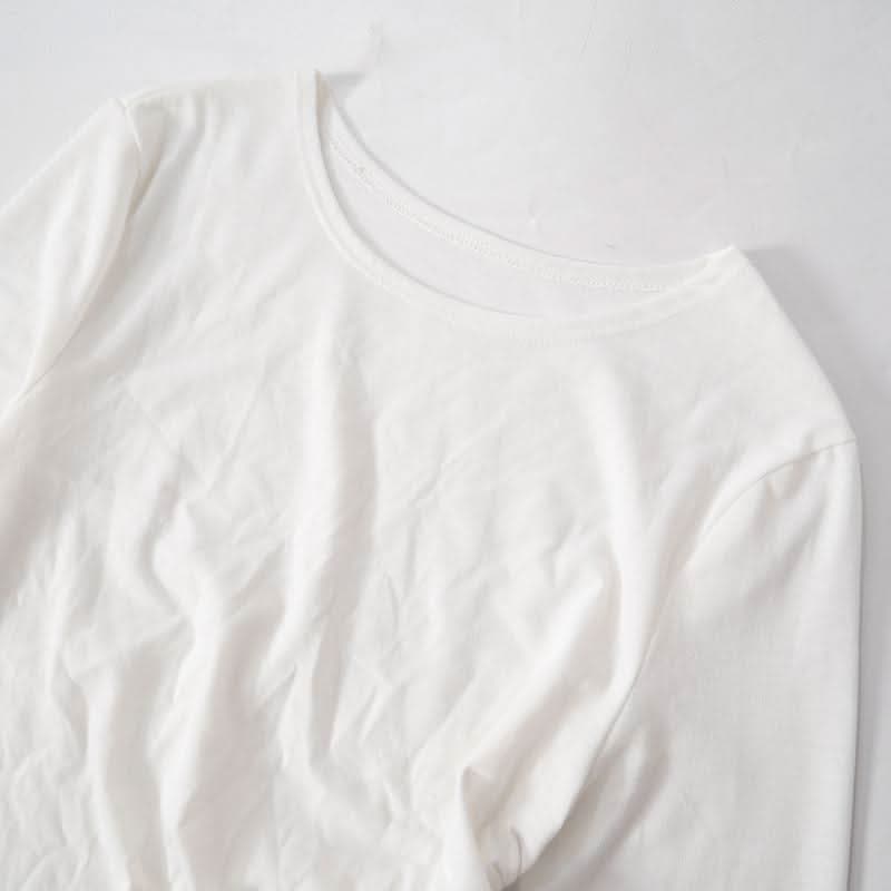 Long sleeve ruched irregular ruffle crewneck top-final-sale