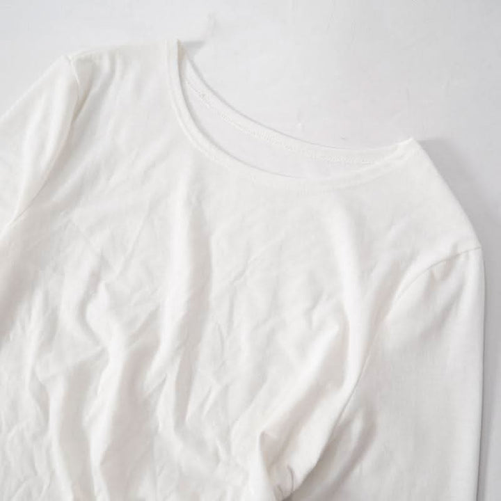 Long sleeve ruched irregular ruffle crewneck top-final-sale