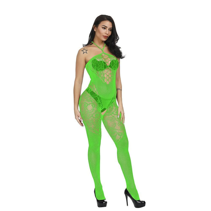 Halter patchwork lace backless bodystocking  | Festival Outfits Women