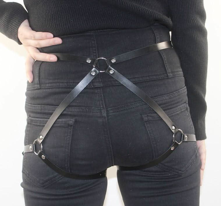 PU leather o ring solid garter belt  | Festival Outfits Women