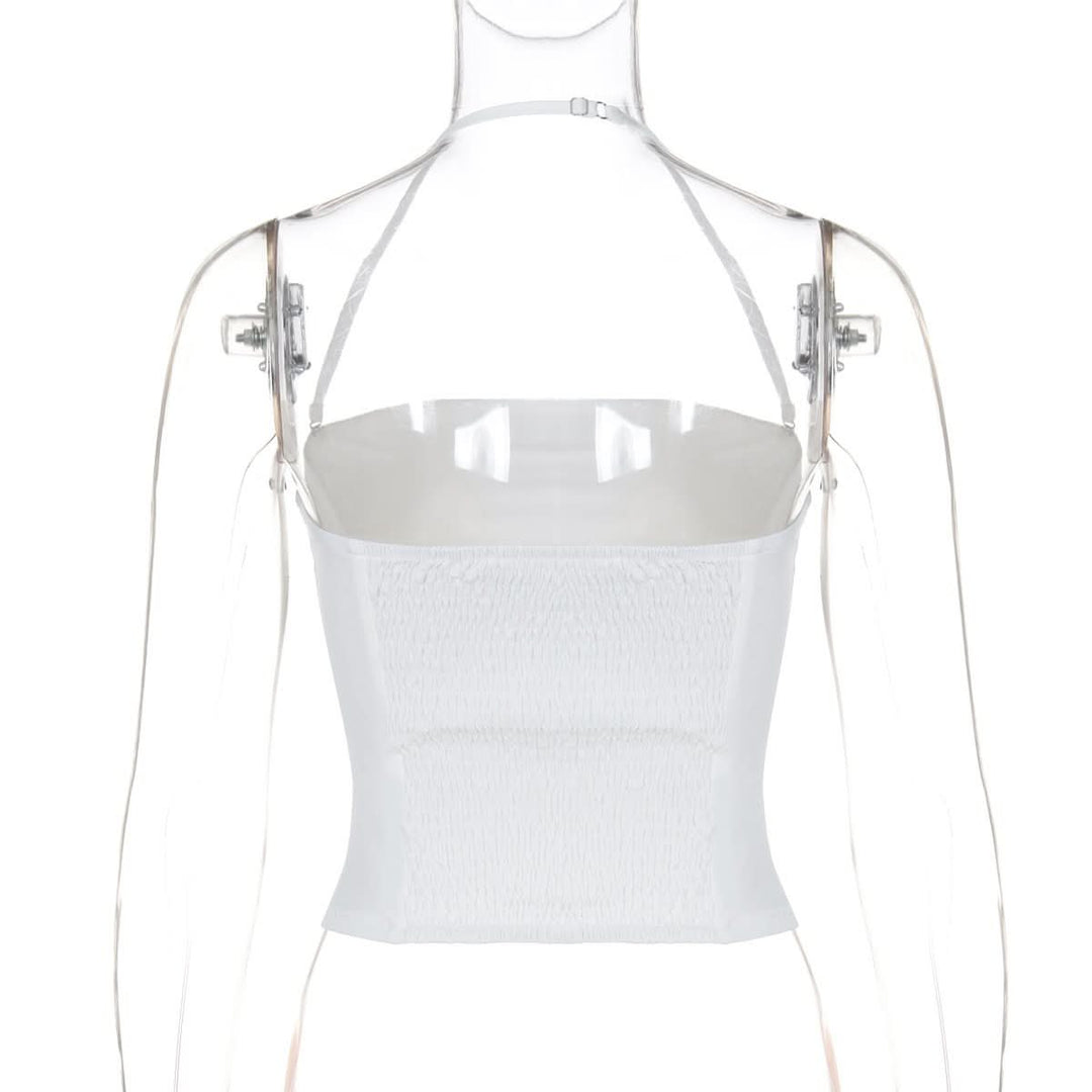 Halter backless ruched solid tube top  | Festival Outfits Women