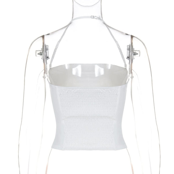 Halter backless ruched solid tube top  | Festival Outfits Women