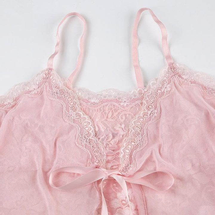 Ribbon ɗin da aka yi da lace patchwork ruffle mai ɗaure da sarƙoƙi | Kayan Biki na Mata