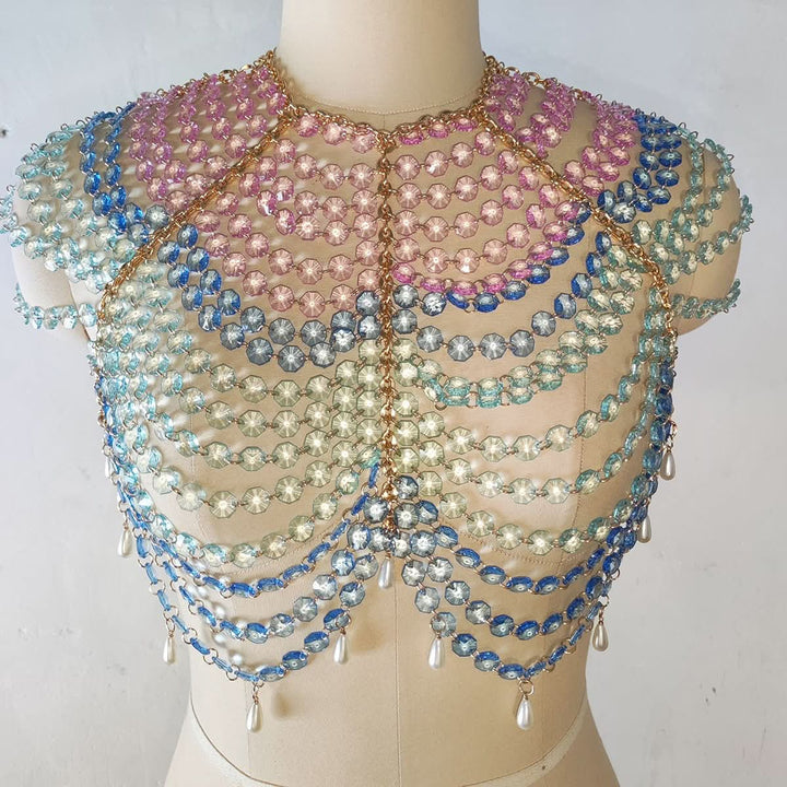 Halter beaded backless hollow out crop cut out top  | Festival Outfits Women