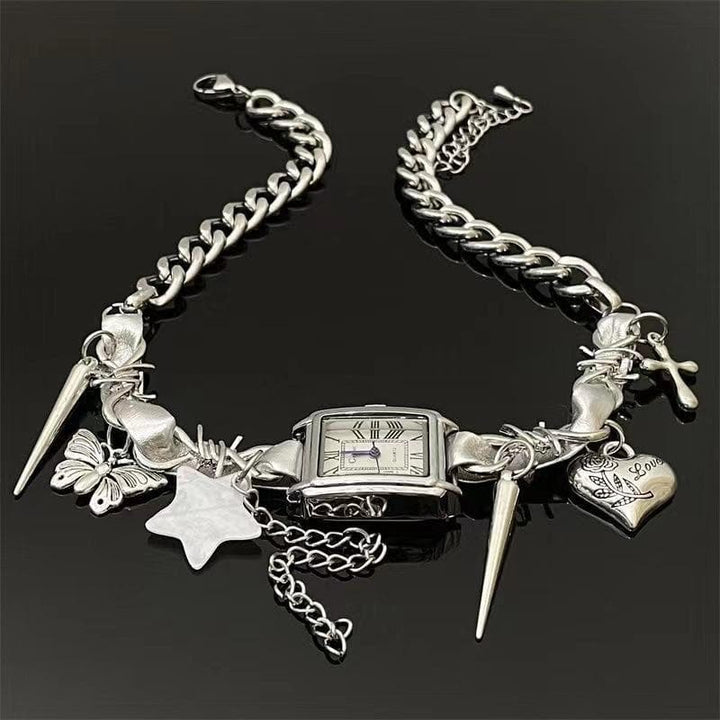 Clock star heart butterfly rivet choker necklace  | Festival Outfits Women