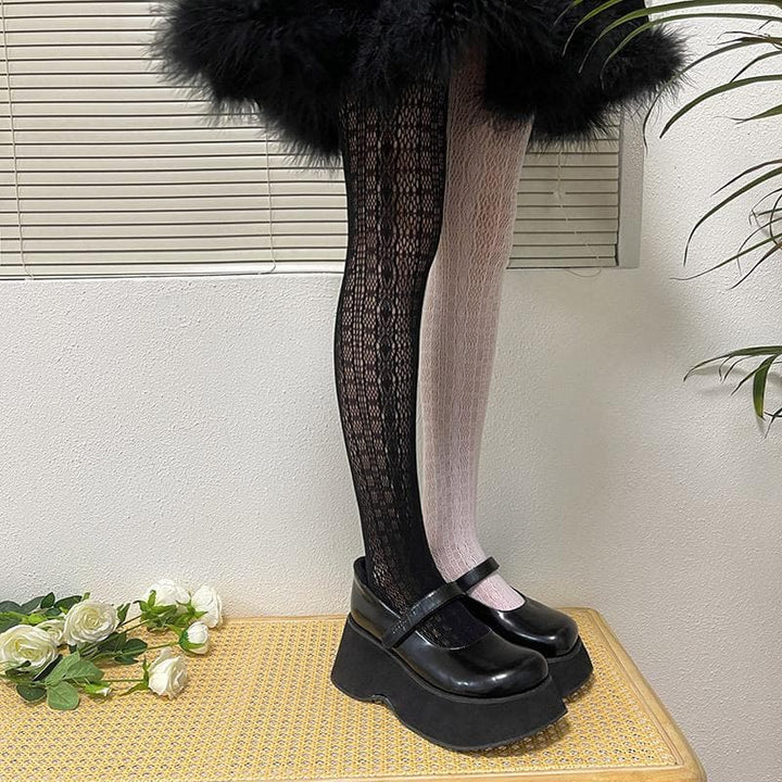 Sheer lace hollow out contrast tights  | Festival Outfits Women