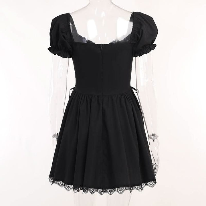 Puff sleeve short sleeve embroidery mini dress  | Festival Outfits Women