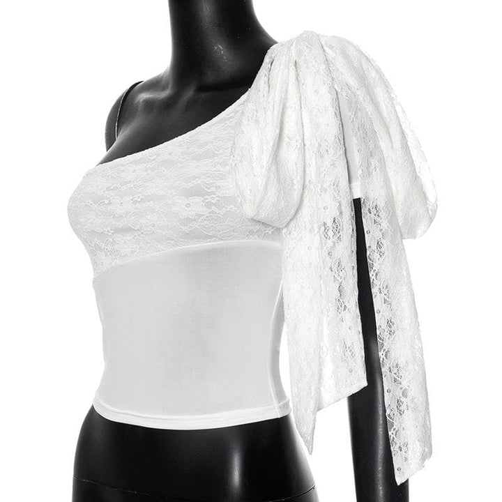 One shoulder lace knotted crop top  | Festival Outfits Women